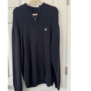 100% Cotton 1/4 Zip Sweater Men's 2XB Black Ribbed Pullover Big Tall